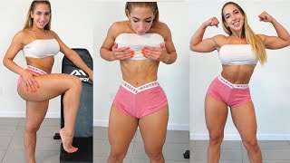 Sexy Female Bodybuilder With Thick Legs Trains At Home For Miami Bikini Contest!!!