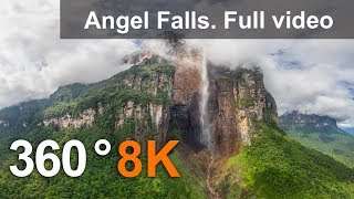 360° Angel Falls Venezuela. Aerial 8K video